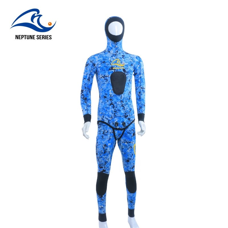 Blue camouflage spearfishing suit
