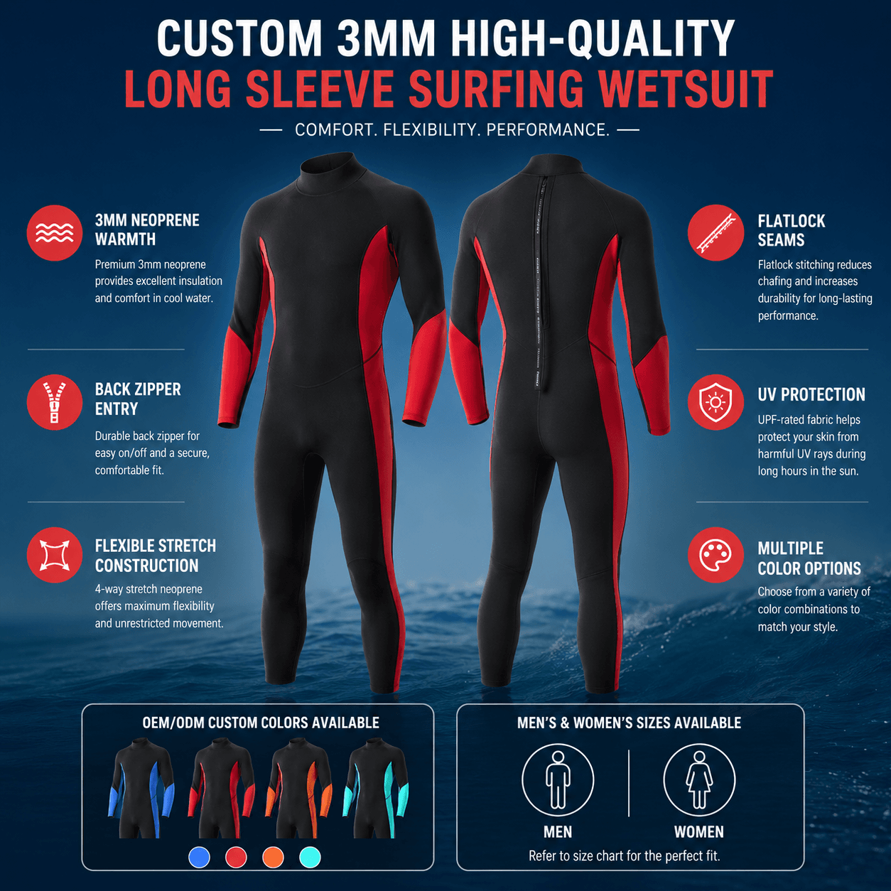 3mm Long Sleeve Surfing Wetsuit - Image 5